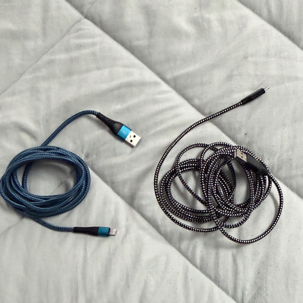Braided USB Charging Cable Set - Blue and Black